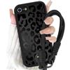 Yirlbey Cover con Cordino Orologi per iPhone 7/8/SE2020/SE2022 4,7, Morbido Silicone Custodia con Aesthetic Nero Leopardata Disegni, Antiurto Case con Tracolla Collana per catena iPhone SE, mucca