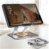 Amandir Supporto per tablet girevole a 360°, pieghevole, regolabile, portatile, con pannello posteriore ventilato, per casa, ufficio, studio, letto, perfetto per studenti, woker, designer (per 4-15,6 pollici)