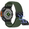 Niboow QuickFit 26mm Intrecciato Cinturino per Garmin Fenix 8 51mm/Fenix 7X Pro Solar/Fenix 7X/Fenix 6X/Fenix 6X Pro, Traspirante Nylon Cinturini per Garmin Tactix 8 51mm/Descent Mk3i - Verde