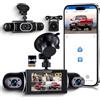 Rimoody 2K 4 Canali Dashcam Auto 360°, WiFi App Viidure,4 Telecamera HD 1080P Anteriore e Posteriore Sinistra Destra,3 Pollici 1080P Dash Cam con 64 GB Carta con Visione Notturna/G-Sensor/Parcheggio Assistito