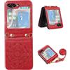 Szakdws Compatibile con Samsung Galaxy Z Flip 6 5G Custodia con catenina, Galaxy Z Flip 6 Custodia in pelle con cordino da appendere, rimovibile, in PU di alta qualità, motivo mandala, colore rosso