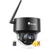 Ctronics 4K 8MP PTZ Telecamera WiFi Esterno 2,4/5Ghz, IP Videocamera Sorveglianza Esterno Rilevamento Persone/Veicoli/Animali, Auto-Tracking, UHD Visione Notturna IR, Carta TF 64G Inclusa, Cloud/IP66