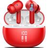 VEKJ AI Cuffie Traduzione, 3-in-1 Bluetooth 5.4 Traduttore Istantaneo Vocale con 164 Lingue/6 Modalità di Traduzione, 42 Ore Auricolari di Traduzione con ENC e APP, Cuffie Bluetooth per Viaggi Rosso