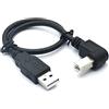 Herfair Cavo adattatore da USB a stampante, da USB 2.0 A maschio a B, 90°, 480 Mbps, ad alta velocità, cavo di prolunga (destra), 1,5 m