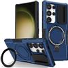 ZHOZEXIN Custodia per cellulare Samsung Galaxy S24 Ultra Ring Holder Sliding Window Magnetic Drop Protection, Shockproof Protective 6.8 Inch (Blu)