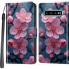 Haninsuze Cover per Samsung Galaxy S10 Plus, Portafoglio PU Pelle, Fiore di pesco | Interno TPU Antiurto, Anti-Graffio, Fessura per Schede, Supporto Stand, Design Libro, Flip