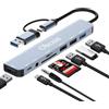 Obcxin Hub USB C 8-in-2, Adattatore USB C con USB 3.0, 2x USB 2.0, Jack Audio 3.5mm, Lettore SD/TF, Connettore Doppio USB-C/USB-A, Docking Station in Alluminio per MacBook Pro/Air, iPad Pro
