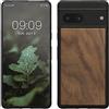kwmobile Custodia Compatibile con Google Pixel 7 Cover - Protezione in Legno per Smartphone - Back Case con Bumper in Silicone TPU - Marrone Scuro Legno di Noce