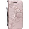 DENDICO Cover per iPhone 5 / iPhone 5s / iPhone SE, Pelle Portafoglio Custodia Custodia a Libro con Funzione di appoggio e Porta Carte di Credito - Oro Rosa