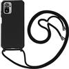 2NSPDRGNI Cover con Collana Compatibile con Xiaomi Redmi Note 10 4G/Note 10S,Case con Laccio per Il Collo Custodia con Cordino,Soft silicone Nero