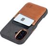 Dockem Custodia Portacarte in Tessuto per iPhone 16 con Piastra Metallica Integrata per Montaggio Magnetico, Portafoglio in Vera Pelle con 2 Slot per Carte: M2F [Grigio e Marrone Chiaro]