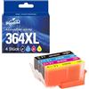 Superprint 364 cartucce XL (con chip) compatibili con HP 364 Printer Cartridges per Deskjet 3070A eAIO, serie di stampanti Photosmart (confezione da 4 pezzi, con grande capacità)