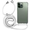 MyGadget Cover con Cordino per iPhone 14 Pro - Custodia con Corda - Case Trasparente Antiurto con Laccio | Tracolla - Practical Stylish - Bianco