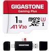 Gigastone 【Solo per Switch 1】GIGASTONE MicroSDXC 1 TB con lettore di schede USB-C, Gaming Plus, scheda di memoria MicroSDXC per Nintendo Switch 1, registrazione video 4K, UHS-I A1 U3 V30 C10, fino a 150 MB/s