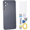 Double Sure Cover posteriore nera di ricambio per Samsung Galaxy A35 con adesivo pretagliato cornice fotocamera posteriore e copertura in vetro e kit di strumenti di installazione