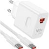 iMangoo 100W per Super-charge Caricabatterie USBC per Honor 400Pro 200Pro 200 Magic8 Pro 7 7Pro 200 Lite X8b X6b,2 Porte USB-C Adattatore di alimentazione 6A Cavo USBC 1m per Honor Magic7 Lite 600Lite Pad X9a