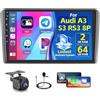 Inefala 2+64G Radio per Audi A3 2003-2012/Audi S3 8P 2006-2012/Audi RS3 2011-2012 Android 15 con Wireless CarPlay Android Auto, 9 Pollici Schermo per Auto Soporta Bluetooth WIFI 26UI GPS FM EQ SWC AHD