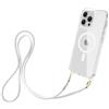 N NEWTOP Cover CV38 Compatibile iPhone 15 Plus, Trasparente Custodia TPU Laccio Tracolla Cellulare Girocollo Collana Protettiva Anti Urto Laccetto Ricarica Wireless Magnete Bordi Rinforzati (Bianco)