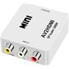 QGECEN Convertitore da RCA a HDMI, Adattatore RCA HDMI, Supporta PAL/NTSC con USB Cavo per PS2 Wii Xbox Gamecube N64 SNES VHS DVD