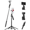 TELESIN 160CM Automatico Volto Tracciamento Treppiede, 360° Rotazione Selfie Stick Treppiede con Telecomando e Gestuale, Senza App, Compatibile con Phones/Action Camera/Cameras per Vlog/Video/Stream