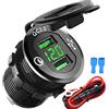 BCEY 12V / 24V USB Auto Presa Veloce Carica Dual Caricabatteria da Auto USB Caricabatteria da Auto QC 3.0 Ricarica Rapida Impermeabile Auto Adattatore per Moto, Roulotte, Barca, Camion… (Black)