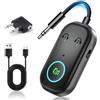Acxilexy Trasmettitore Bluetooth 5.3, Adattatore Bluetooth 2-in-1, Adattatore Cuffie Aereo Supporta 2 Auricolare, 3.5 mm AUX Jack Trasmettitore per TV, Telefono Mobile, Car Audio Systems, Palestra