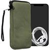 kwmobile Custodia Tela con Zip per Smartphone XL - 6,7/6,8 - Astuccio Porta Cellulare con Chiusura a Cerniera - Pochette Telefono Verde Oliva