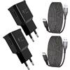 Kayshow 2-Pack Caricabatterie USB, Caricatore Rapido con Cavo USB Tipo C in Nylon da 2M Per Samsung A13, A20, A33, A53, A34, S21, S20 FE, S10e, S10, S9, S8 Plus, Z Flip3,Z Fold3, M53 e Altri Smartphone