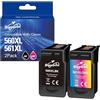 Superprint 560 561 Cartucce XL Multipack di ricambio per Canon PG-560 CL-561 560XL 561XL Grandi Cartucce per PIXMA TS5350 TS7450 TS5350a TS7450a TS5350i TS7450i serie di stampanti (nero, colore)