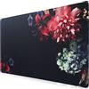 Hosimoln Tappetino per mouse da gioco,tappetino per mouse esteso Dimensioni 90x40cm,tappetino per computer antiscivolo e impermeabile con bordi cuciti per giochi/ufficio/casa-90x40 Blackflower