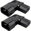 VISSQH 2 Pezzi IEC C14 a C13 Adattatore di Alimentazione,IEC 320 Maschio C14 a C13 Femmina 90 gradi alimentazione adattatore di prolunga 3 Pin IEC Plug Power Connettore AC(con angolo sinistro/destro)