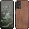 kwmobile Custodia Compatibile con Samsung Galaxy A14 5G Cover - Protezione in Legno per Smartphone - Back Case con Bumper in Silicone TPU - marrone scuro