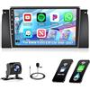 Hikity 2G+64G Android 15 Autoradio per BMW E39 (Serie 5, M5) E53 (X5) 1999-2005 con Wireless Carplay Android Auto 9'' Car Radio Stereo con GPS Navi WiFi DSP FM RDS Bluetooth Telecamera Posteriore