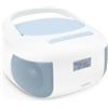 MOOOV 477187 Lettore CD Radio FM Portatile Bluetooth - Voce Boombox Stereo MP3 Ingresso USB, AUX-in, Micro-SD, Presa per cuffie, Schermo LCD - Alimentazione CA o Batteria - Blu