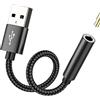 HOYULLI Adattatore audio AUX da USB a jack 3,5 mm, adattatore esterno, cavo AUX, dongle, convertitore musicale, microfono, compatibile PC, laptop
