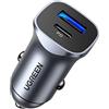 UGREEN 24W Caricabatterie Auto USB C PD3.0 20W USB A QC3.0 18W, Caricatore Auto 2 Porte per iPhone 14/13/12/SE 2022 iPad Pro Air Mini/Galaxy S22 S21A80/Huawei P40 P30/Xiaomi Redmi Note 7, Mi11 ecc