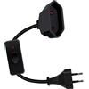 YINGAYOU Prolunga Elettrica Europea con Interruttore 2.5A 250V 625W Cavo Prolunga Elettrica con Interruttore 2x0.75 mm², per Elettrodomestici, Lampada, TV (Nero, 1 m)