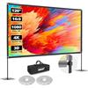 EMART Schermo per Proiettore con Supporto 120 Pollici, EMART Schermo 16:9 HD 4K