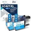 LCL LC421 LC421XL Ciano Alta capacità Cartuccia d'inchiostro Compatibile per Brother LC-421XL LC421XL LC421XLC LC421C con DCP-J1050DW DCP-J1140DW MFC-J1010DW(2-Pack)