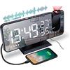 VORRINC Sveglia Digitale da Comodino, Radiosveglia da Proiettore , FM Orologio con Doppi Allarmi, 3 Livelli Luminosità, USB Porta di Ricarica, 12/24 Ora, Snooze, 15 Livelli di Volume (Senza Adattatore)