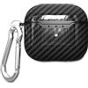 AKABEILA Custodia per AirPods Pro 3 2025 Case Cover con Moschettone TPU Custodia Protettiva in Fibra di Carbonio Texture Antiurto Air Pod Pro 3 Generazione Custodia di Ricarica Frontale LED Visibile