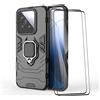 ESTH® Custodia per Xiaomi 14 con 2 Pezzi Pellicola Protettiva, 360° Rotante Staffa [Compatibile con Supporto Magnetico per Auto], Cover Paraurti PC+TPU, Nero