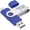 BORLTER CLAMP 128GB Chiavetta USB, 2 in 1 Pen Drive (Micro USB e USB 2.0) Memoria Flash, OTG USB Flash Drive Girevole per Android Smartphone/Tablet/Computer (Blu)