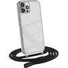 MyGadget Cover per iPhone 12 Pro Max - Custodia con Corda - Case con Cordino Trasparente Antiurto con Laccio | Tracolla - Practical Stylish - Nero