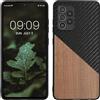 kwmobile Cover Compatibile con Samsung Galaxy A52 / A52 5G / A52s 5G - Custodia in Fibra di Carbonio e Legno - Bumper Anti Urto - Back Protection marrone scuro/nero