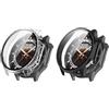 QINOUK Cover Rigida per OnePlus Watch 3 con Vetro Temperato, [2-Pack] Cover Protettiva Antigraffio Case Compatibile con OnePlus Watch 3-Nero Trasparente