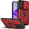 ESTH® Custodia per OPPO A17 con Custodia per Fotocamera Scorrevole e Supporto ad Anello [Cover Paraurti Compatibile con Supporto Magnetico per Auto], Rosso