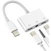 HOYULLI Adattatore da Lightning a Jack da 3,5 mm 3 in 1 per iPhone 14 13 Pro Max Caricatore con doppia cuffia Connettore per iPad Certificato MFI per Apple Cavo audio AUXiliar Adattatori per microfono