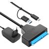 Glitfix Adattatore USB, per dischi rigidi esterni e interni, 2,5 e 3,5 SSD/HDD SATA a USB, con alimentatore di rete da 12 V 2 A, compatibile con Windows, Mac e Linux