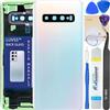 LUVSS Coperchio Copribatteria Scocca Vetro Posteriore Imposta per Samsung Galaxy S10 SM-G973F/DS (Bianco)